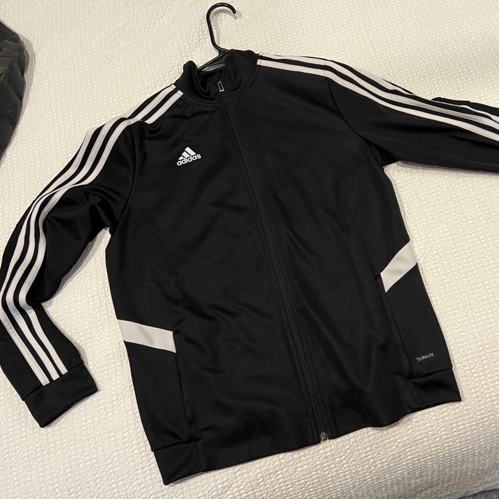 Adidas black and white large track jacket